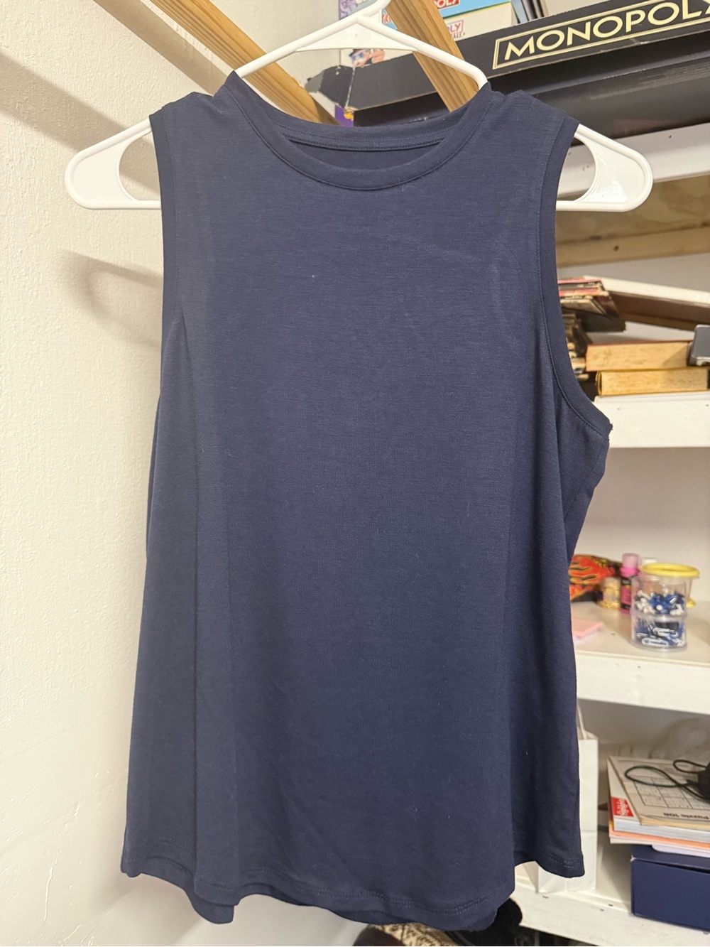 Sleeveless Navy Crewneck Tank Top